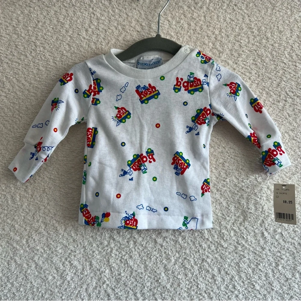 OshKosh B’Gosh NWT Infant Vintage Trains Long Sleeve Shirt Size 3-6 Months